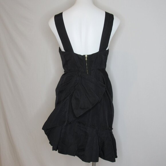 Marc Jacobs Black Linen Silk with Ruffles Cocktail Dress New NWT Women's 8 - Picture 3 of 10